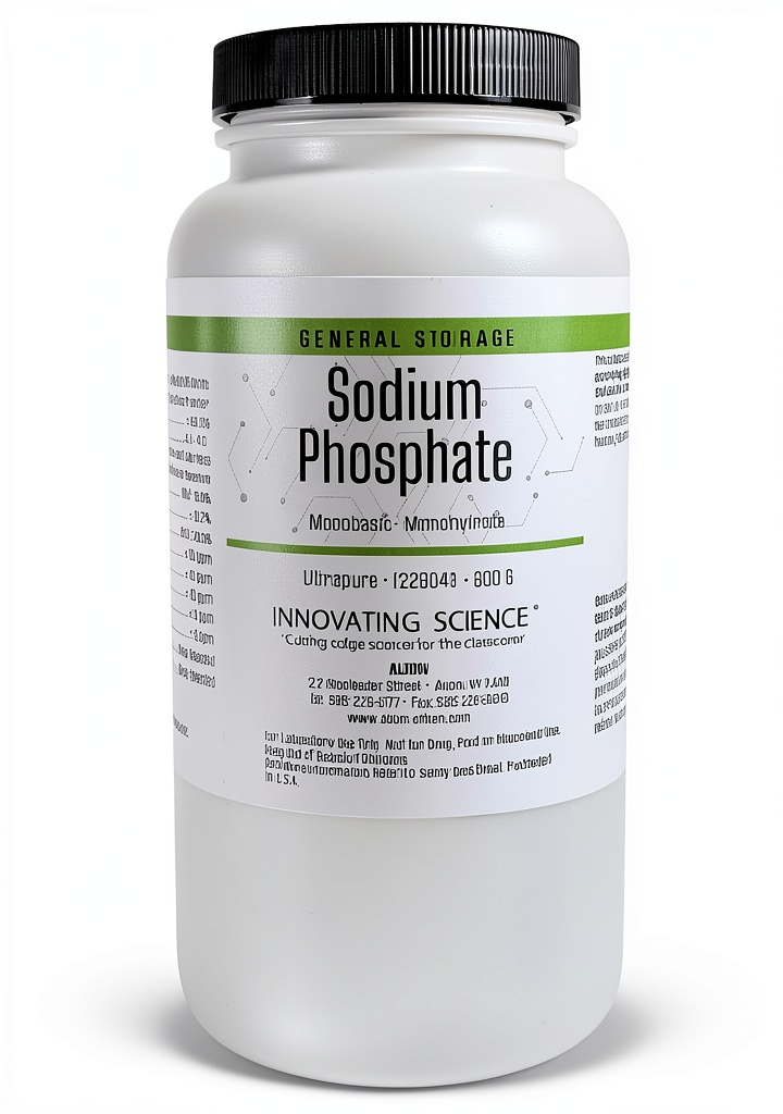Sodium Phosphate Monobasic reagent bottle in a laboratory setting