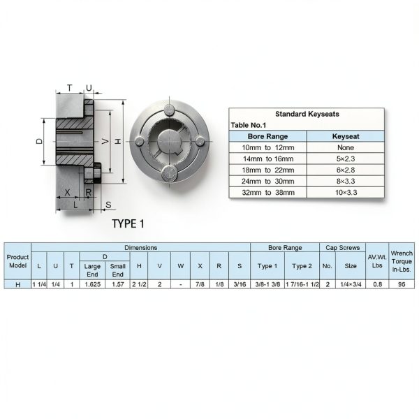 CMFG H 25mm Tapered Locking Bushing Cast Steel Bore-5