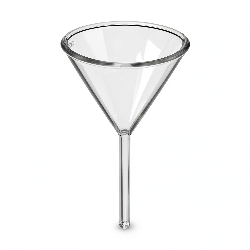 Karter Scientific 50mm short stem funnel on a lab bench